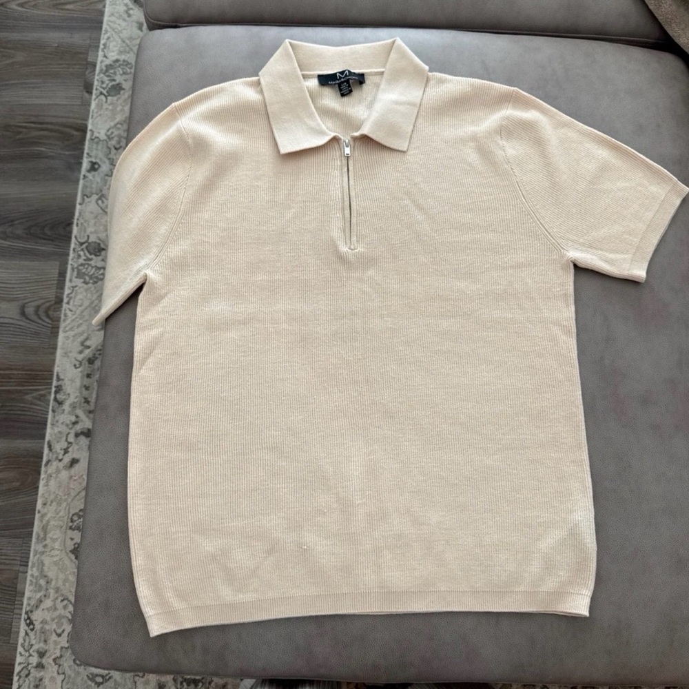 Magaschoni Men's Zip-Up Sweater in Cream